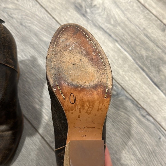 • Rag & Bone • Leather Distressed Ankle Heeled Booties Brown 39 / 9 Women’s - Picture 5 of 5